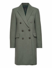 Wool Double-breasted Coat Villakangastakki Khaki Green Mango