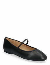 Jayna Nappa Leather Mary Jane Flat Ballerinat Black Lauren Ralph Lauren