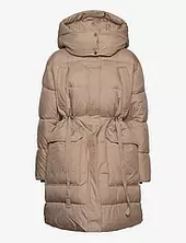 Rind Wns Parka Topattu Pitkä Takki Beige Didriksons