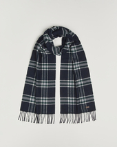 Eton Merino Wool Checked Scarf Navy