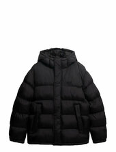 Hooded Tech Padded Jkt Vuorillinen Takki Topattu Takki Black Superdry
