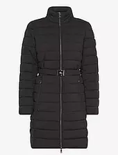 Belted Quilted Mockneck Coat Topattu Pitkä Takki Black Lauren Ralph Lauren