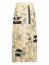 Line Drawing Pleated Skirt Pitkä Hame Yellow Gant
