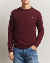 Gant Superfine Lambswool Crew Neck Bordeaux Melange