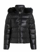 Gloss Down Tyra Jkt With Fur Vuorillinen Takki Topattu Takki Black Tommy Hilfiger