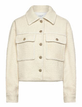 Rwnelly Boucle Wool Blend Ls Oversi Villakangastakki Cream Rosemunde