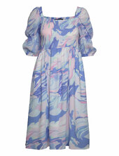 Dalla Verona Smocked Midi Dres Polvipituinen Mekko Blue French Connection