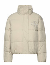 Chenille Monologo Puffer Vuorillinen Takki Topattu Takki Cream Calvin Klein Jeans