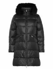 Mw Padded Real Down Coat Topattu Pitkä Takki Black Calvin Klein