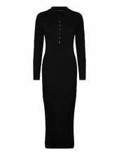 Mari L/s Collared Midi Dress Polvipituinen Mekko Black French Connection