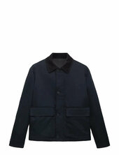 Water-repellent Jacket With Corduroy Collar Ohut Takki Navy Mango