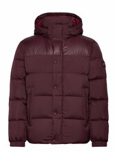 Mix Down Hooded Puffer Vuorillinen Takki Topattu Takki Burgundy Tommy Hilfiger