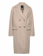 Double-breasted Midi Coat Villakangastakki Pitkä Takki Beige Mango