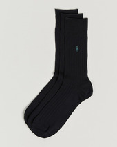 Polo Ralph Lauren 3-pack Egyptian Rib Crew Socks Black