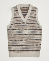 Oscar Jacobson Lucas Fair Isle Wool/cashmere Vest Beige