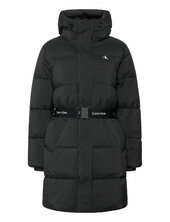 Belted Midweight Long Puffer Vuorillinen Takki Topattu Takki Black Calvin Klein Jeans