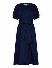 Zaves Chambray Ss Dress Polvipituinen Mekko Navy French Connection